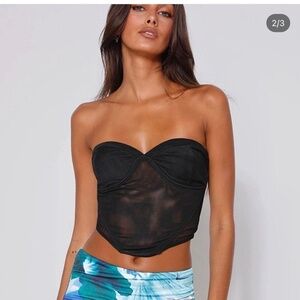 Tigermist Harpar Underwire Corset Crop Top Black - NWOT Mesh Sheer